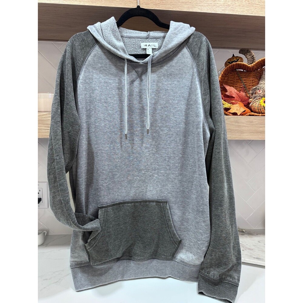 Rail Distressed Colorblock lightweight Heathered Hoodie 2XL
